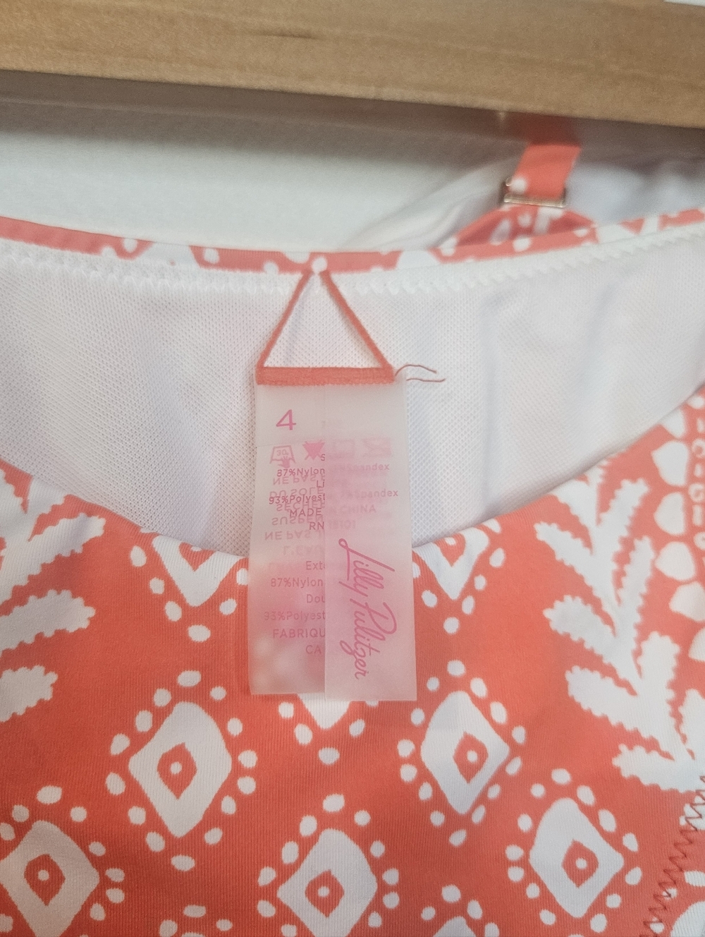 Lilly Pulizter Bikini 2-PC Flamingo Feather Harbor View Bandeau High-Cut Sz 4 - Picture 7 of 7